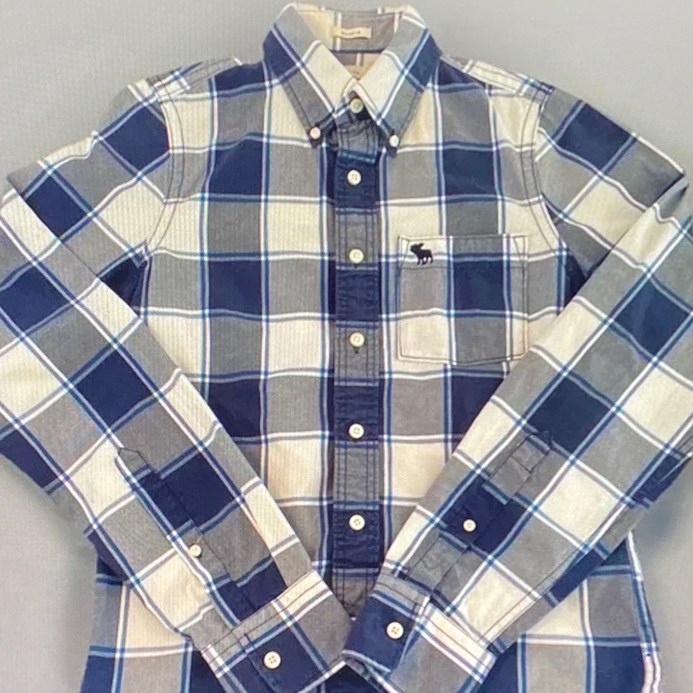 Abercrombie & Fitch Navy and Cream Plaid Shirt